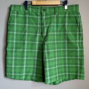 Izod Performx‎ Men's Chino Performance Plaid Golf Shorts Green 36 Outdoor FXG